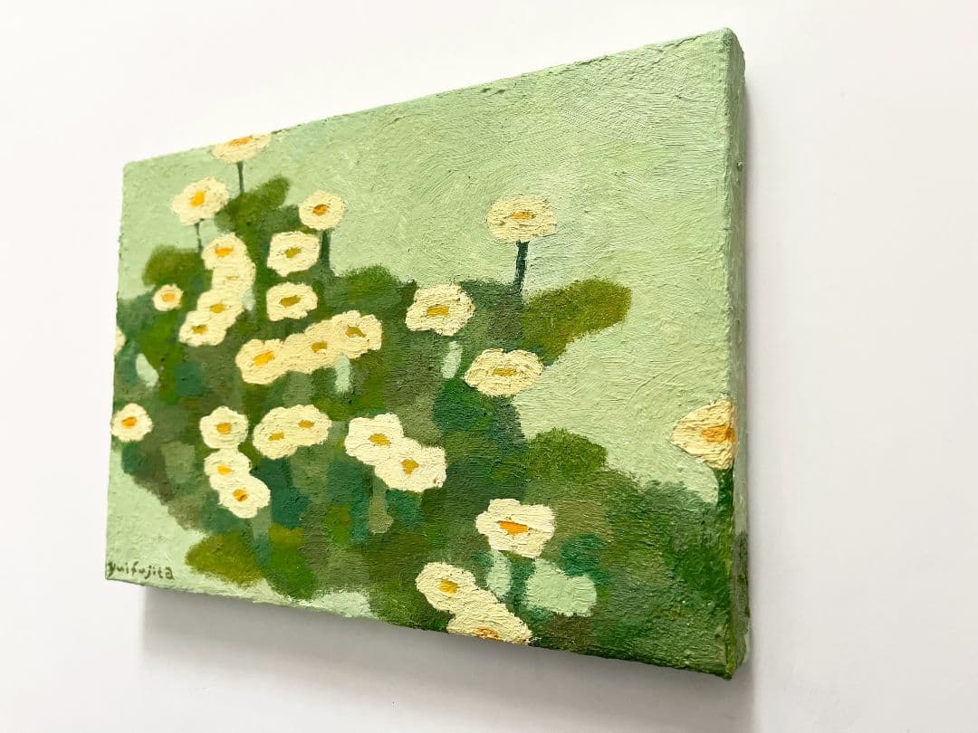 油彩画　道端の黄色いお花