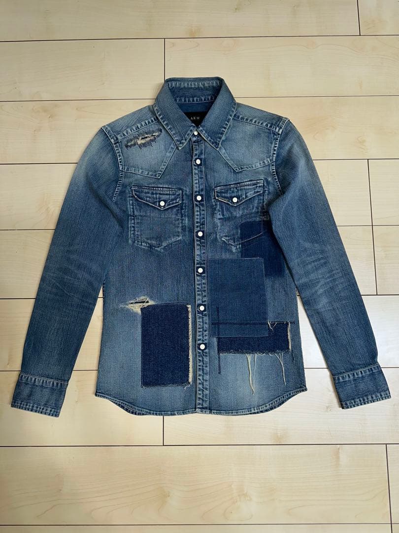 B’z稲葉浩志さん着用 AKMパッチワークウェスタン ストレッチデニムシャツ