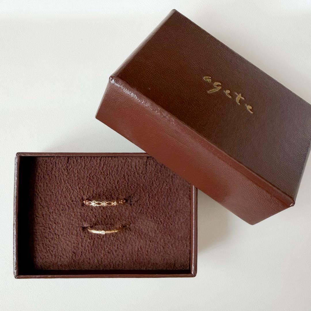 【agete2点セット】k10 リング＋ピンキーリング　11号　3号