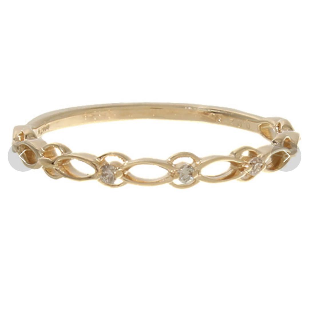 【agete2点セット】k10 リング＋ピンキーリング　11号　3号