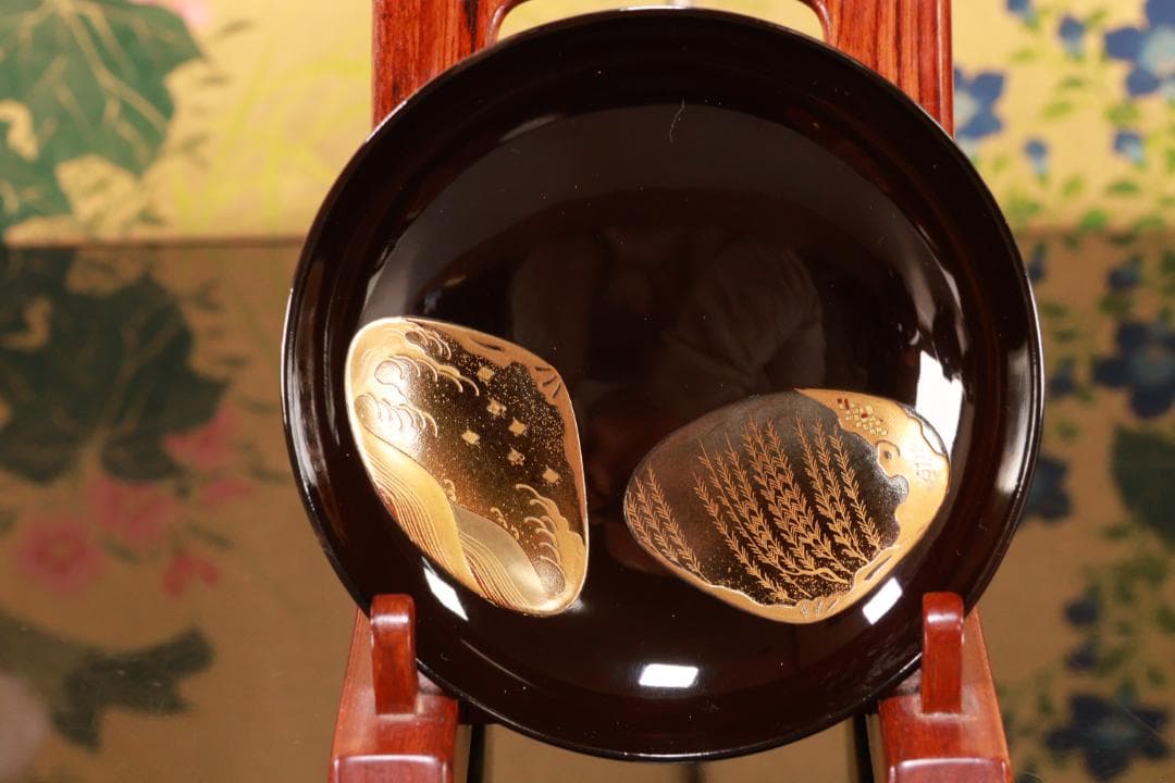 macaron BJ093 時代輪島塗　貝尽くし蒔絵　吸物椀　五客　木製