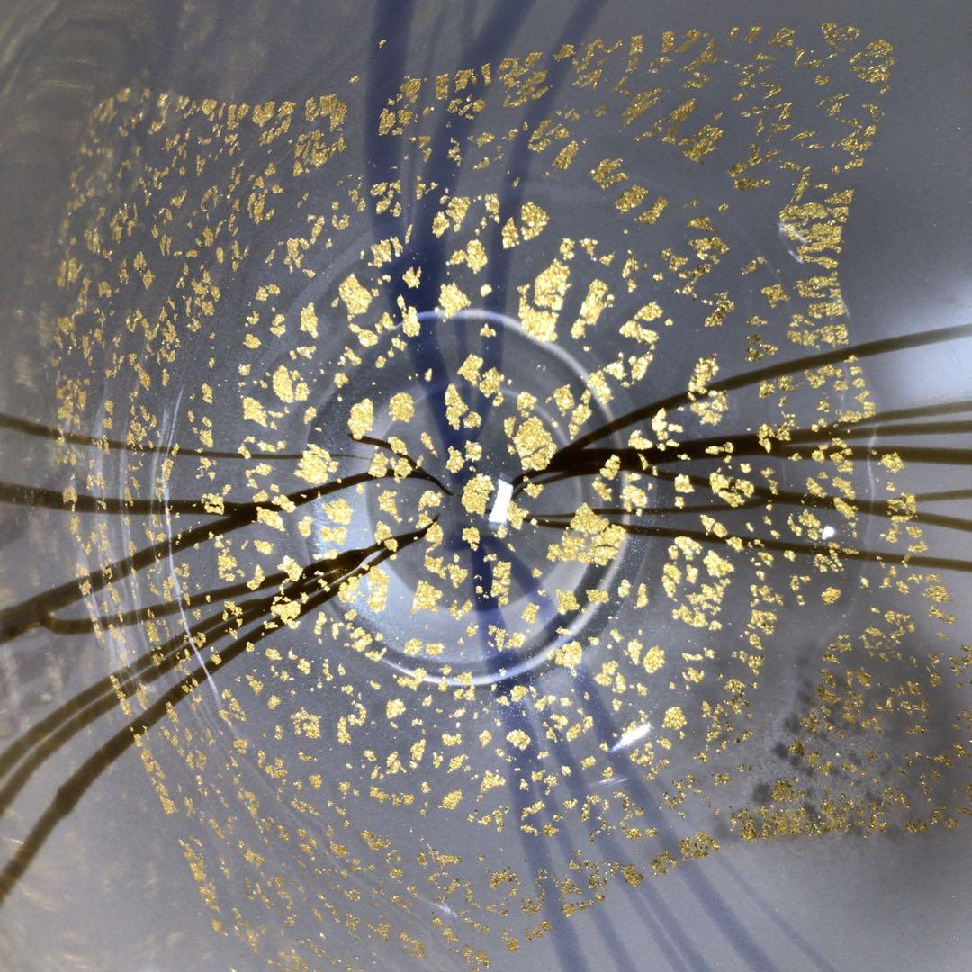 Ｐ６７４　茶碗　『堀口幸子造』『金箔麦藁手』『瑠璃茶碗』　義山茶碗　共箱　茶道具