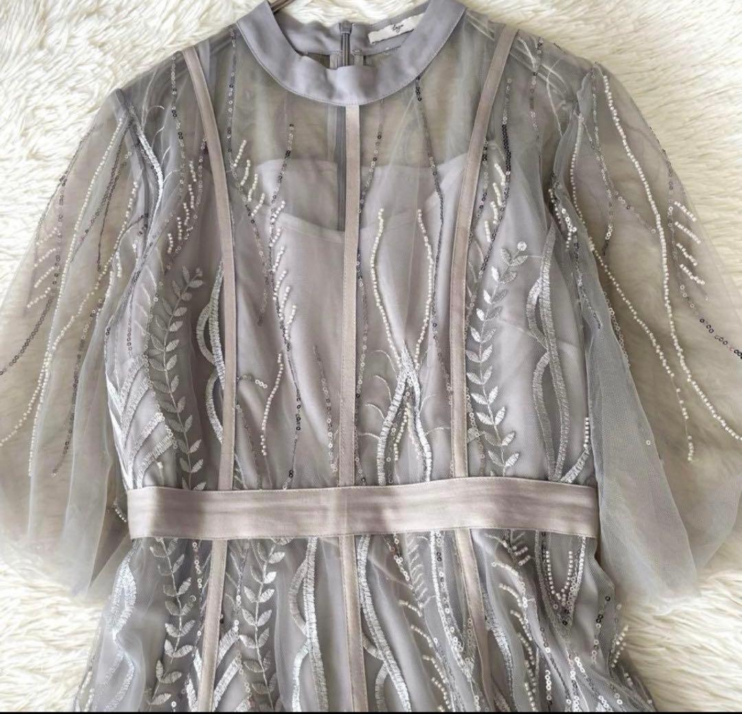 leja オケージョン　シースルーパーティードレス グレー　ドレス