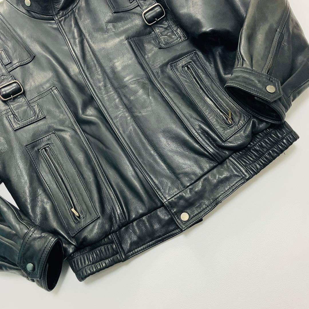 【希少サイズ】　Wind Armor ライダースジャケット　バイカー　牛革　光沢