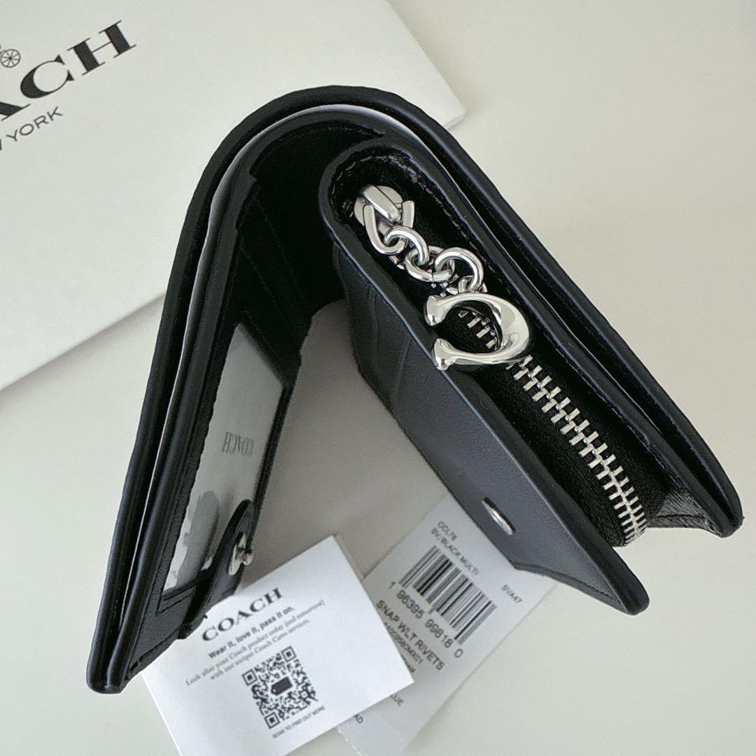 COACH コーチ 折り財布　ブラック　スタッズ　黒色