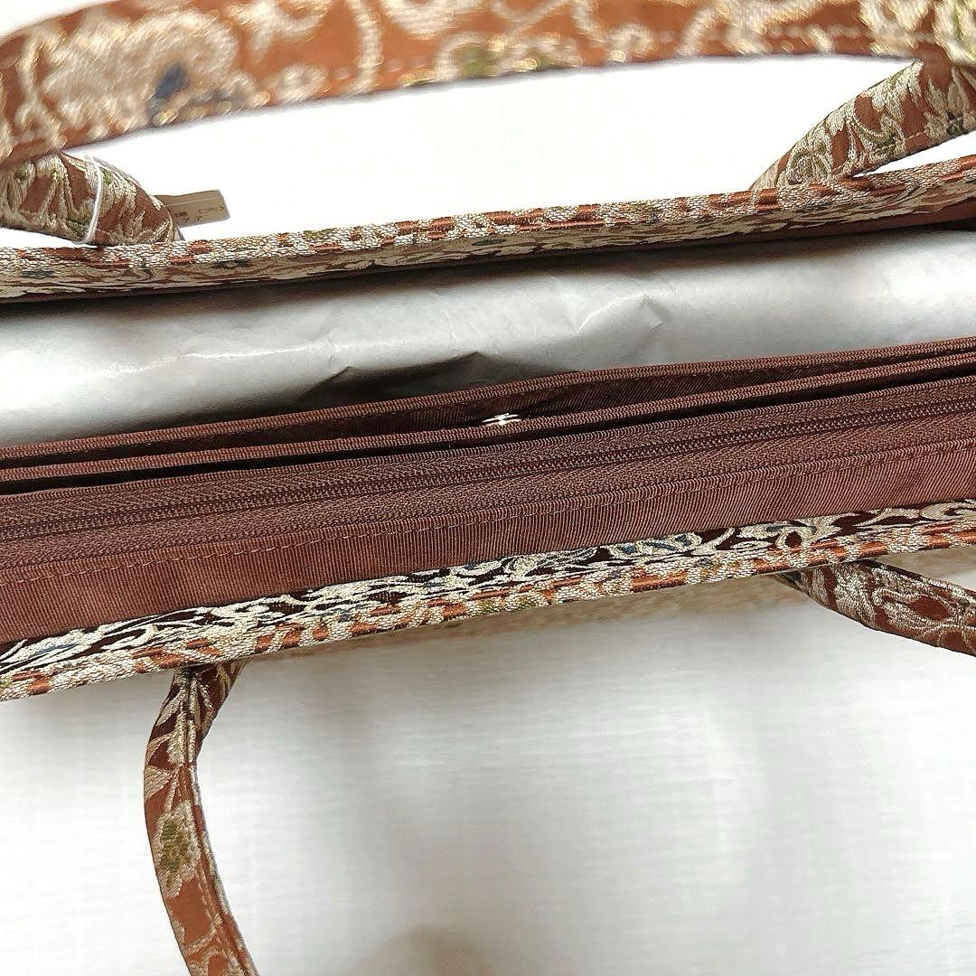 川島織物 和装バッグ Wファスナーバッグ(大) 瑞鳥唐草 絹 シルク 未使用