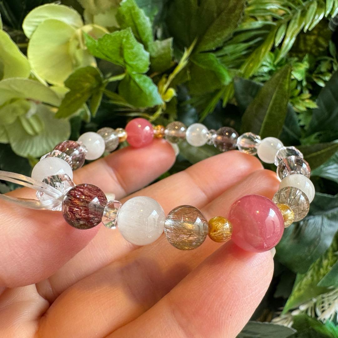 ロードクロサイト ウィスキークォーツ　ブレスレット