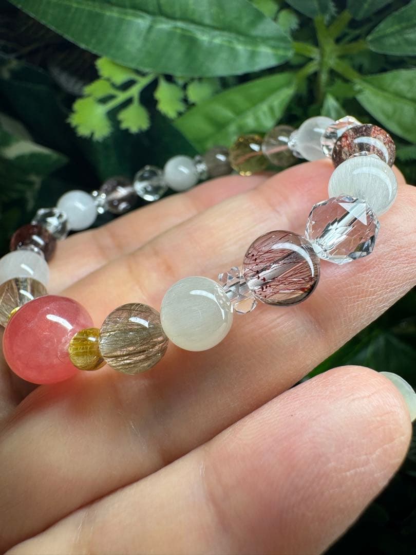 ロードクロサイト ウィスキークォーツ　ブレスレット