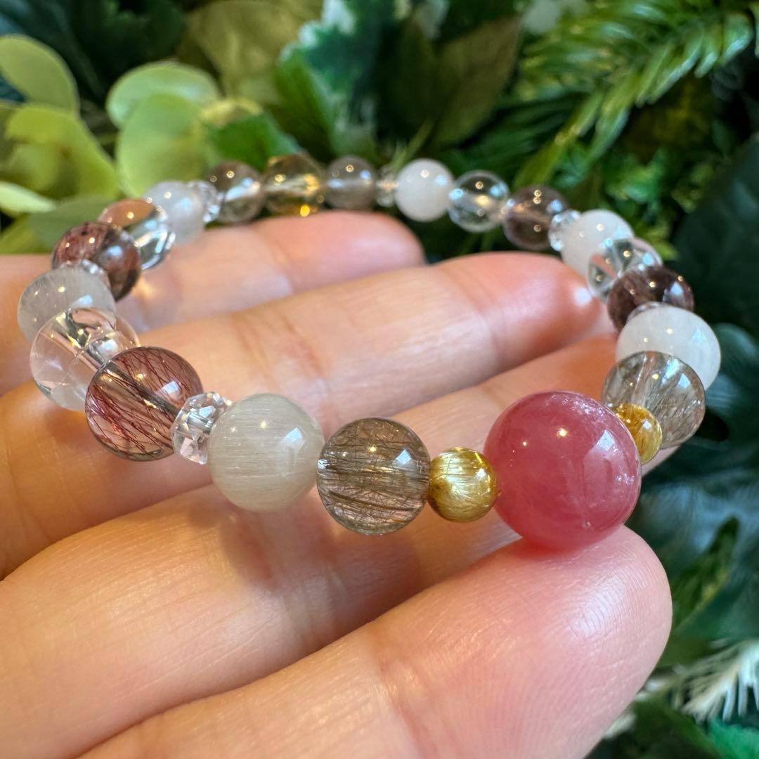 ロードクロサイト ウィスキークォーツ　ブレスレット