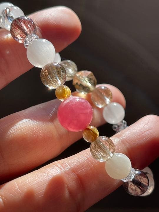 ロードクロサイト ウィスキークォーツ　ブレスレット