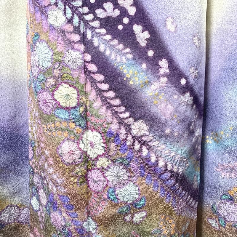 312z18〇翠山工房 振袖 銀通し 辻が花絞り 成人式結婚式〇美品