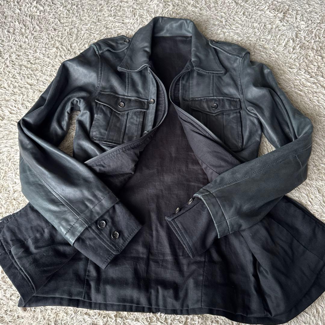 SHELLAC シェラック　レザージャケット　異素材切り替え　ブラック　y2k