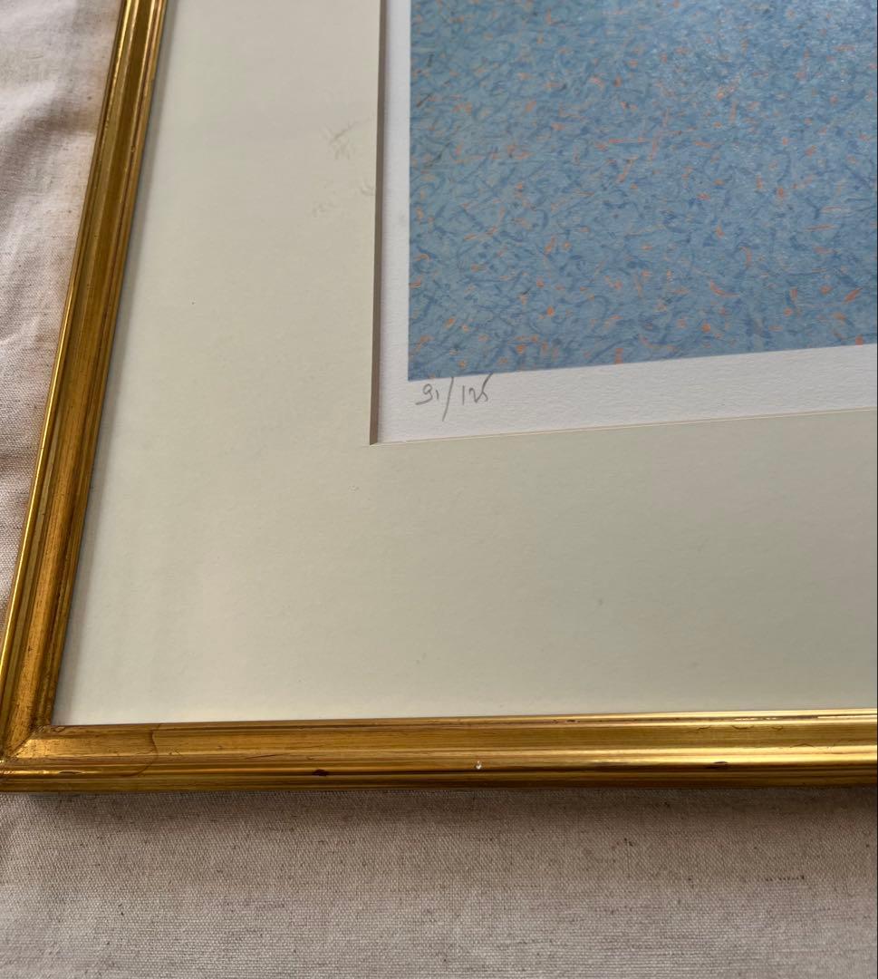 大判　リトグラフ　アンドレ・ブーリエ「港に吹く風」額装　版画　サイン.ED有り