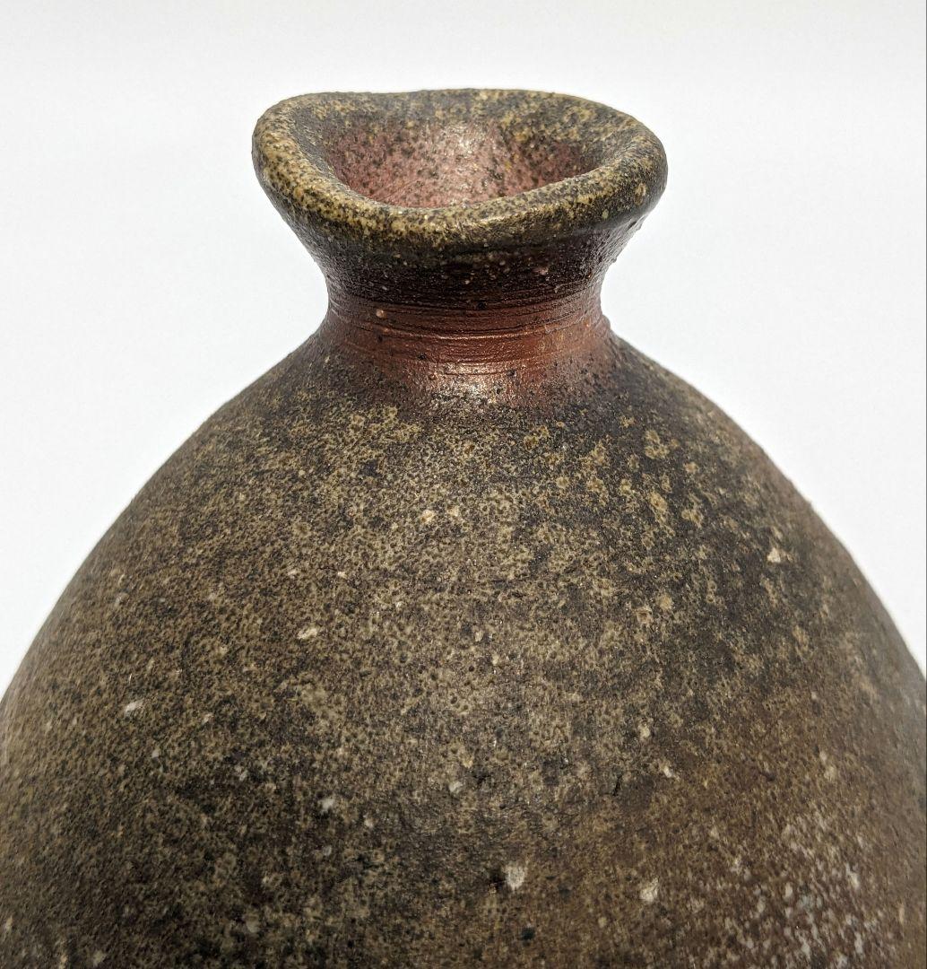 藤原謙（三代目藤原楽山） 造 備前焼 金彩緋襷徳利&酒呑 合箱合布 ぐい呑 酒器