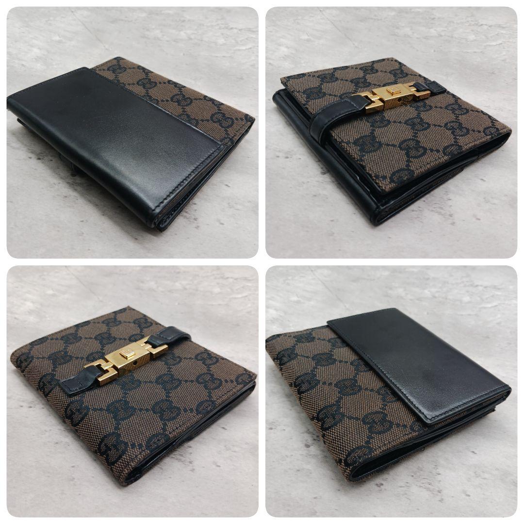 ✨極美品✨ グッチ 二つ折り ミニ財布 ジャッキー GG柄 GGライン ブラウン