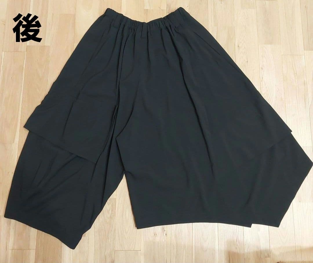 タグ付【MOYURU 萌】モユル 変形パンツ アシンメトリー ウエストゴム 黒