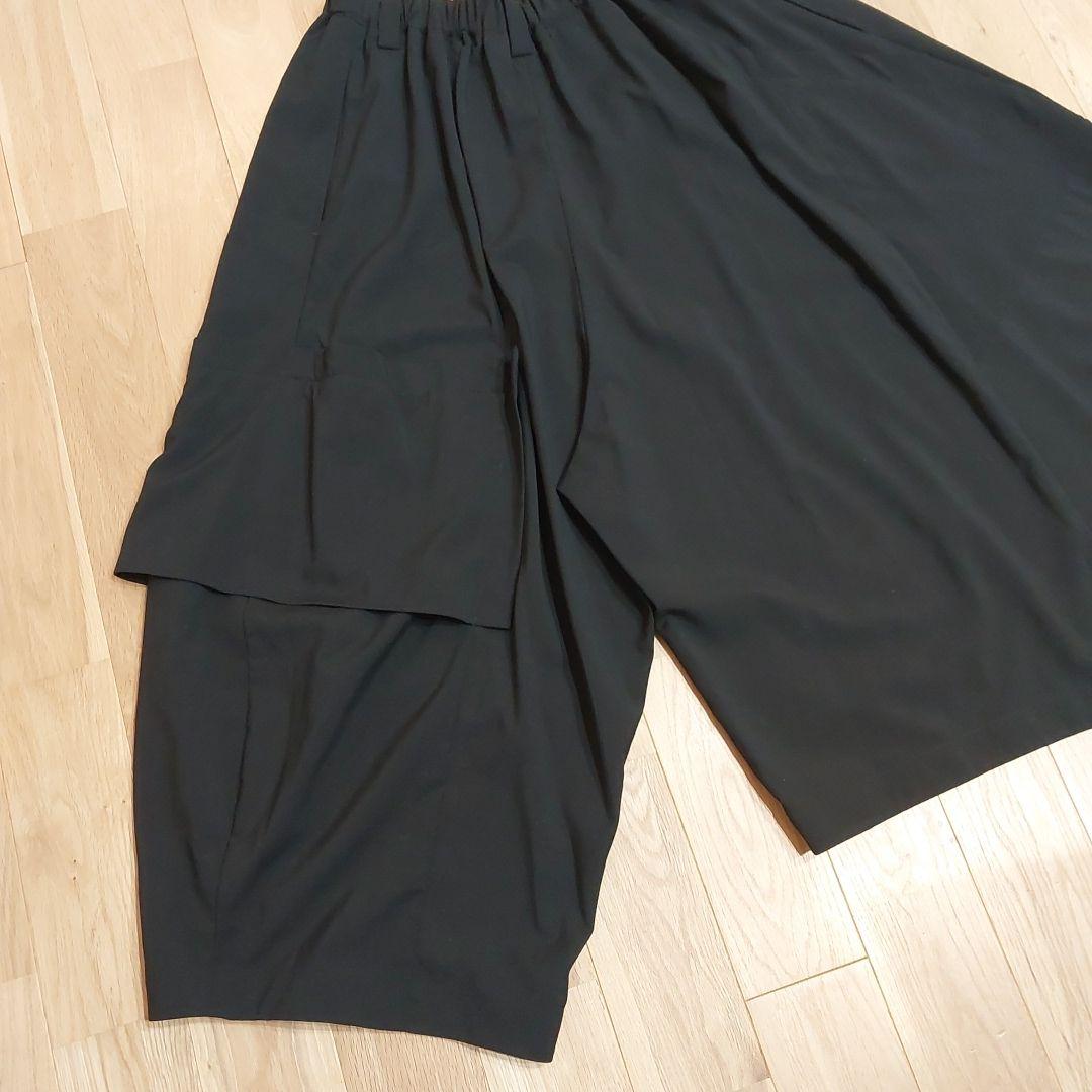 タグ付【MOYURU 萌】モユル 変形パンツ アシンメトリー ウエストゴム 黒