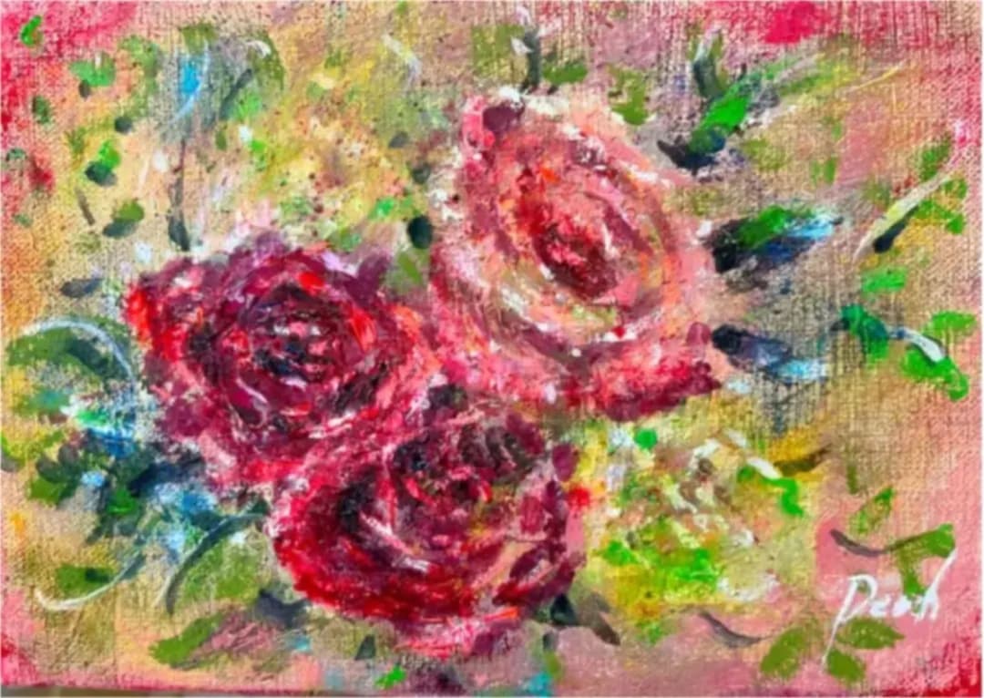 ○友薔薇　油彩&アクリル原画