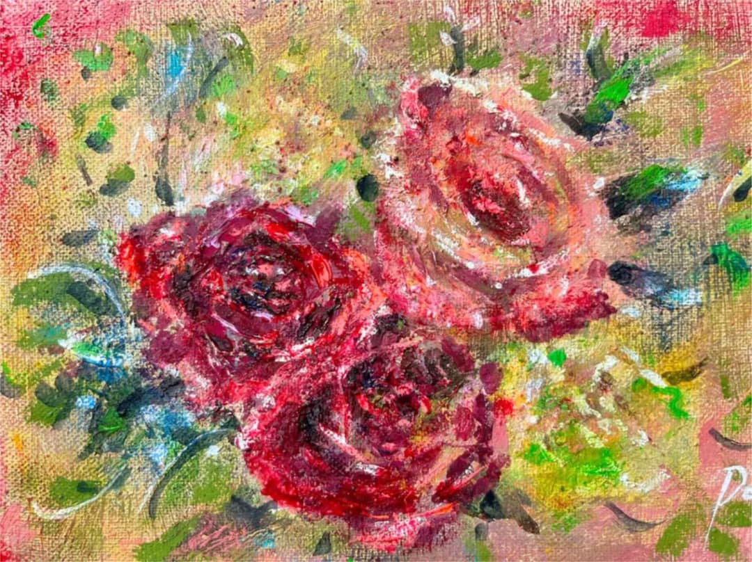 ○友薔薇　油彩&アクリル原画