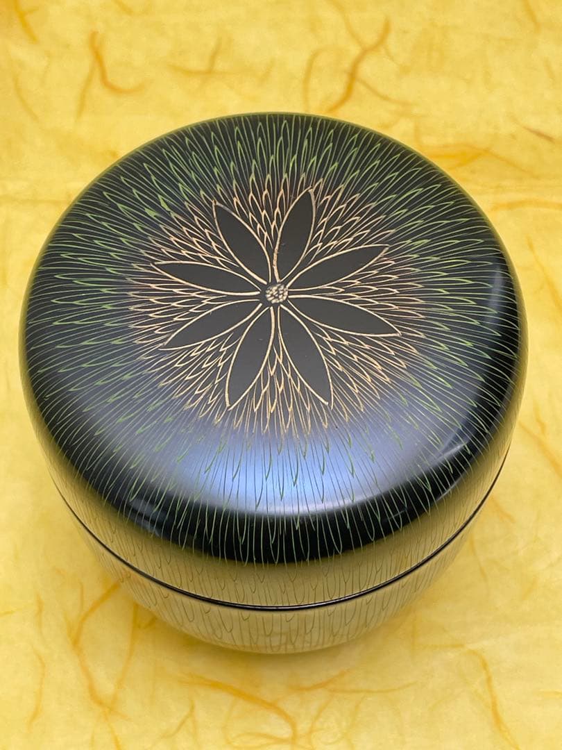 棗 大棗 菊毛彫 中村湖彩作 花模様 桐箱付き 茶道具 裏千家 表千家 工芸品