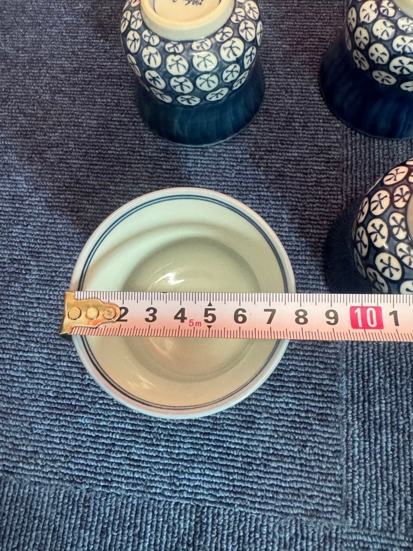 1808  源右衛門　染付丸紋濃 湯呑　9客　未使用