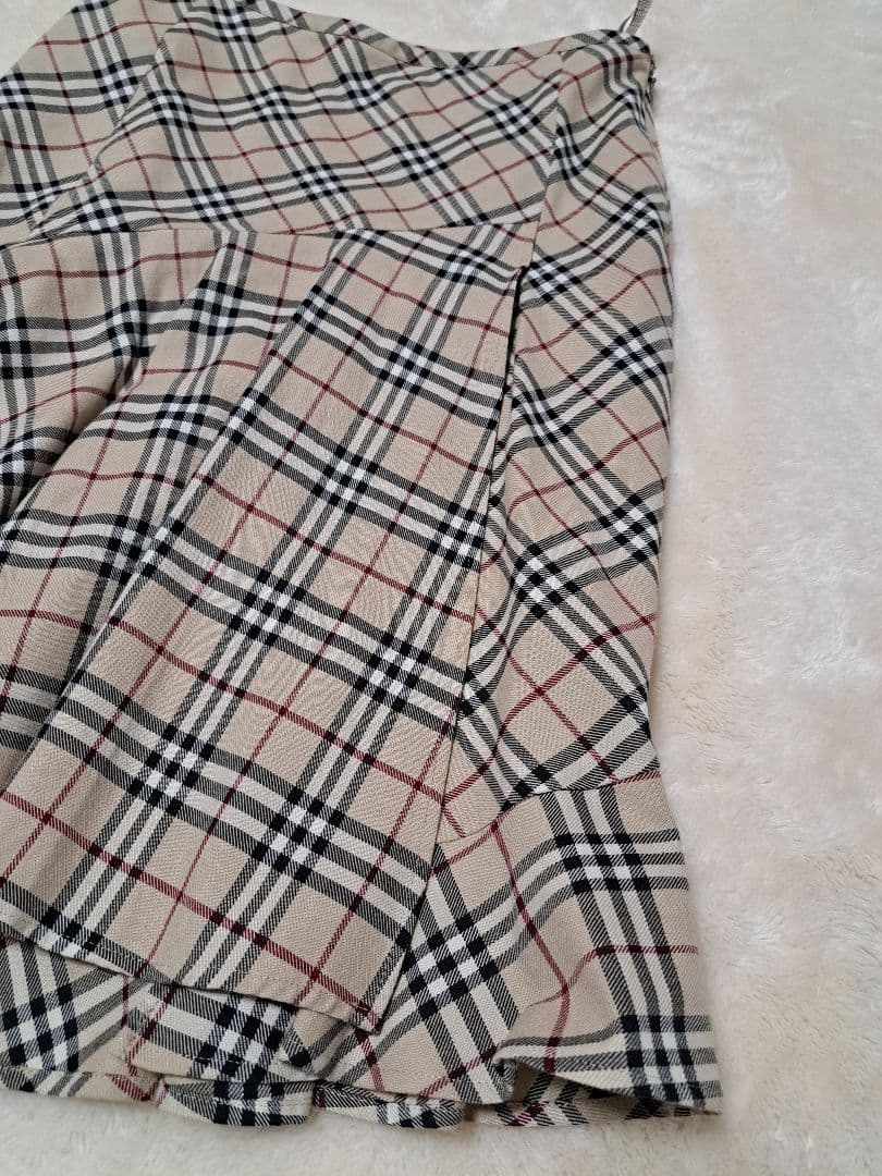 バーバリーブルーレーベル　ひざ丈スカート　ノバチェック　フレア　コットン　38