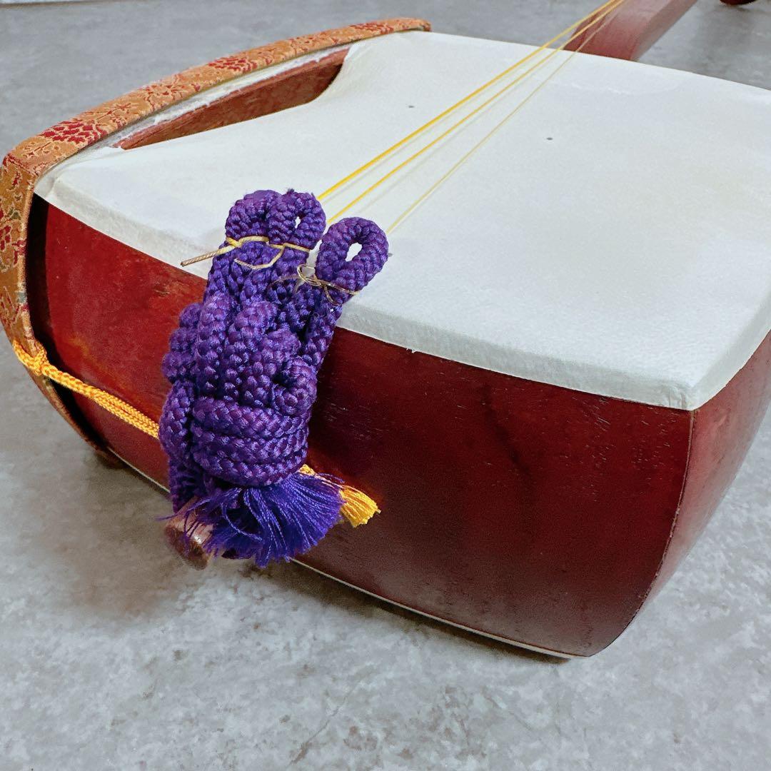 紫檀 子持ち綾杉 三味線 花梨 丸打胴 二本セット スタンド付　和楽器　現状品