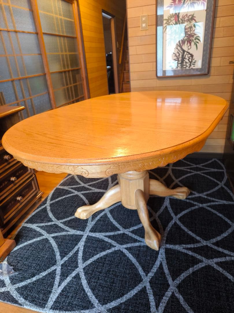 シンリーダイニングテーブル　アンティーク　食卓テーブル　伸長式