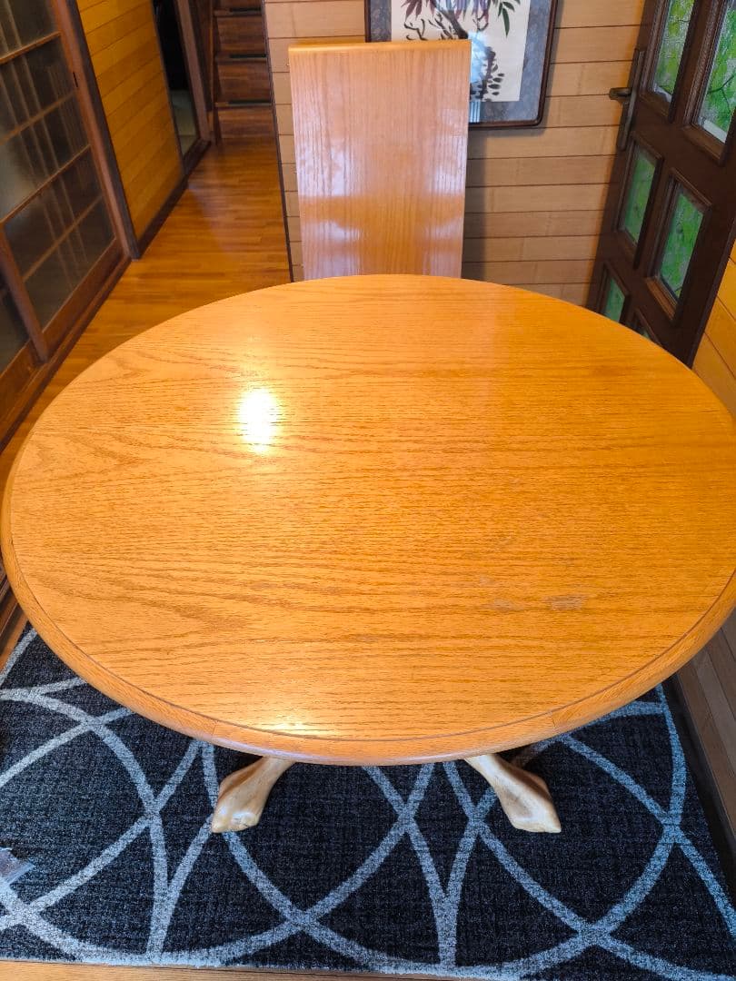 シンリーダイニングテーブル　アンティーク　食卓テーブル　伸長式