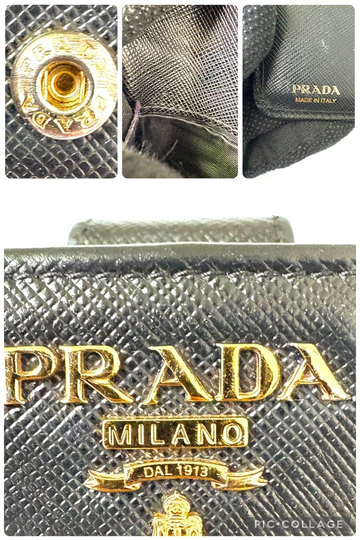 極美品✨プラダ 折り財布 サフィアーノメタル ロゴ レザー ブラック