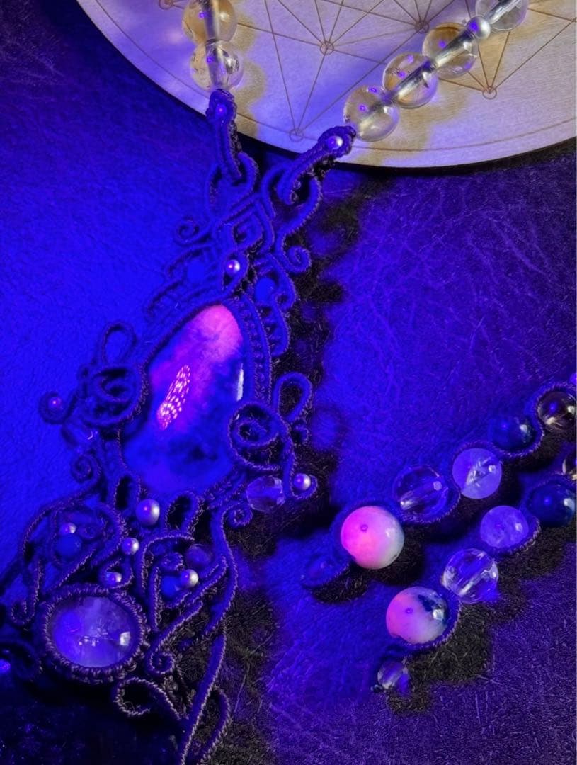 専用☆アイオライトサンストーン＆アフガナイト＆ムーンストーンのマクラメネックレス