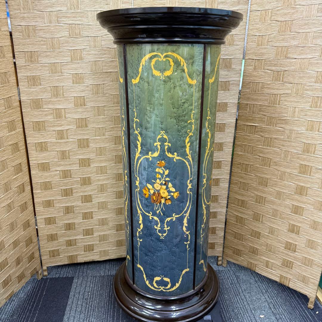 ☆イタリア アンティーク家具☆筒型 ガラスチェスト グリーン アルテム？