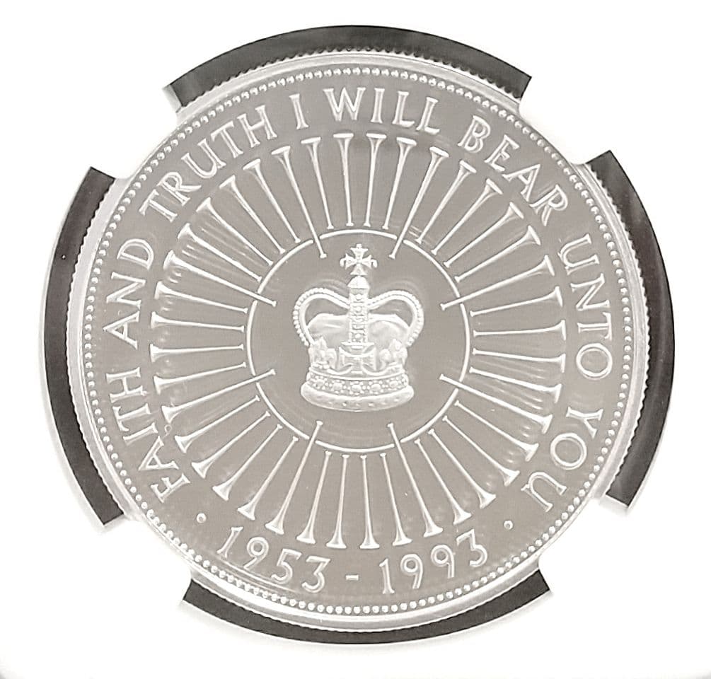 1993 イギリス エリザベス2世 5ポンド銀貨 NGC PF69 ヤングヤング