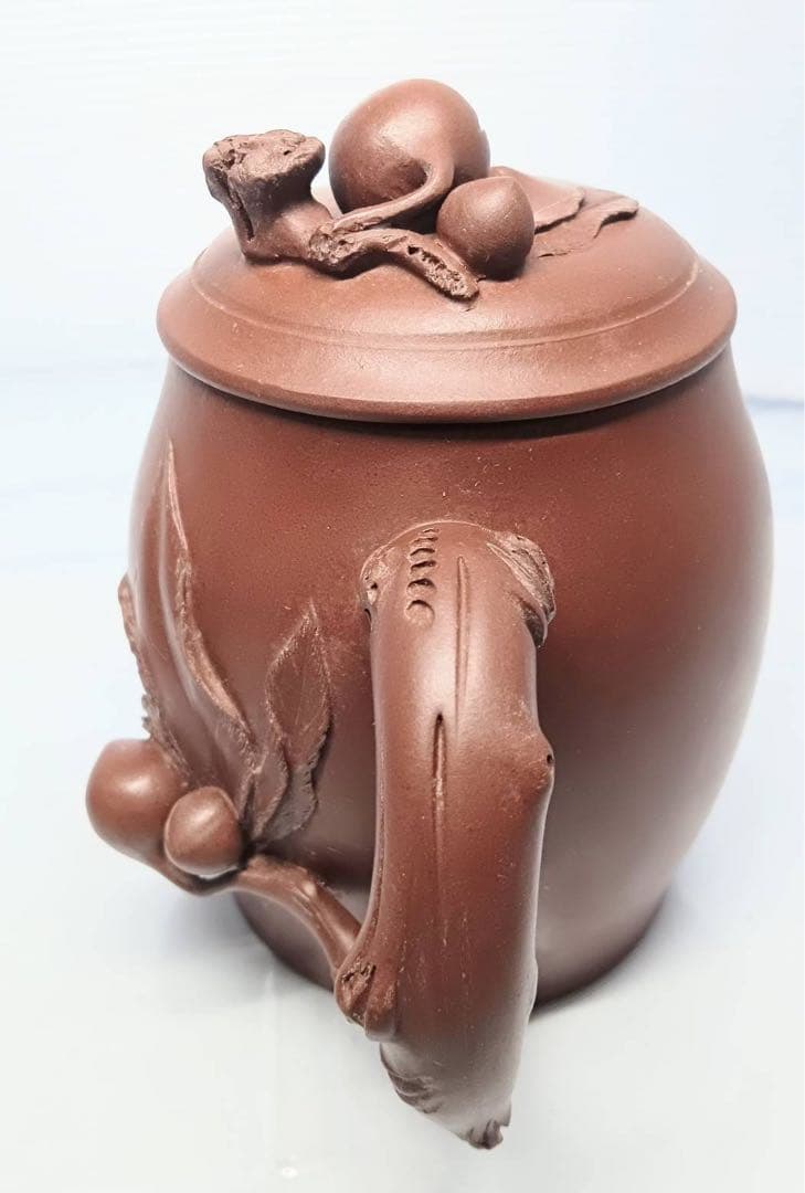 中国 茶器 マグカップ 蓋付き 桃 2客 ペアセット 刻印有 骨董 アンティーク