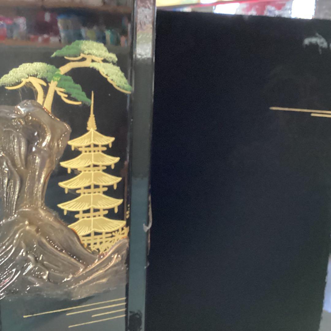 即日発送　本金蒔絵通産大臣賞受賞 三つ折り屏風富士山