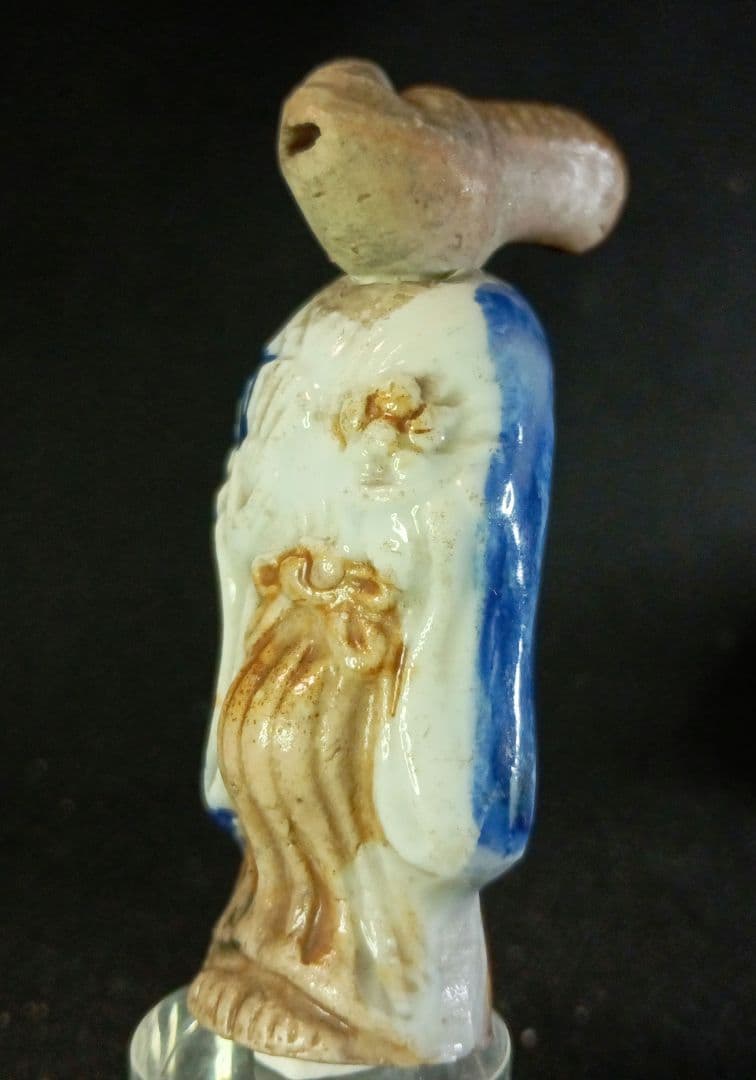 陶器 の 根付 「お猿の三番叟」からくり 首 舌が動く 江戸時代