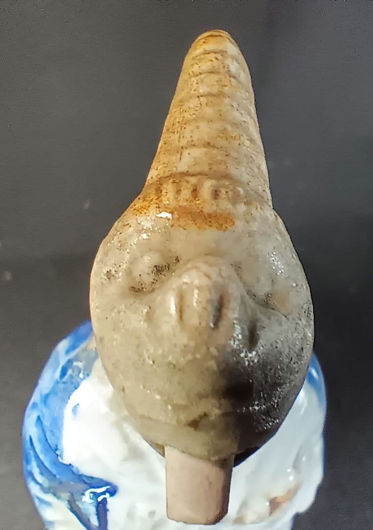 陶器 の 根付 「お猿の三番叟」からくり 首 舌が動く 江戸時代