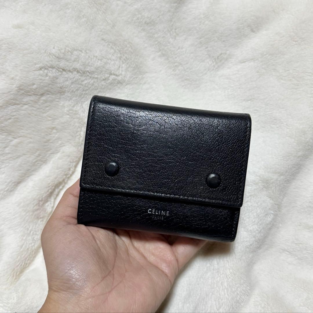 美品　セリーヌ Celine 三つ折り財布　ブラック