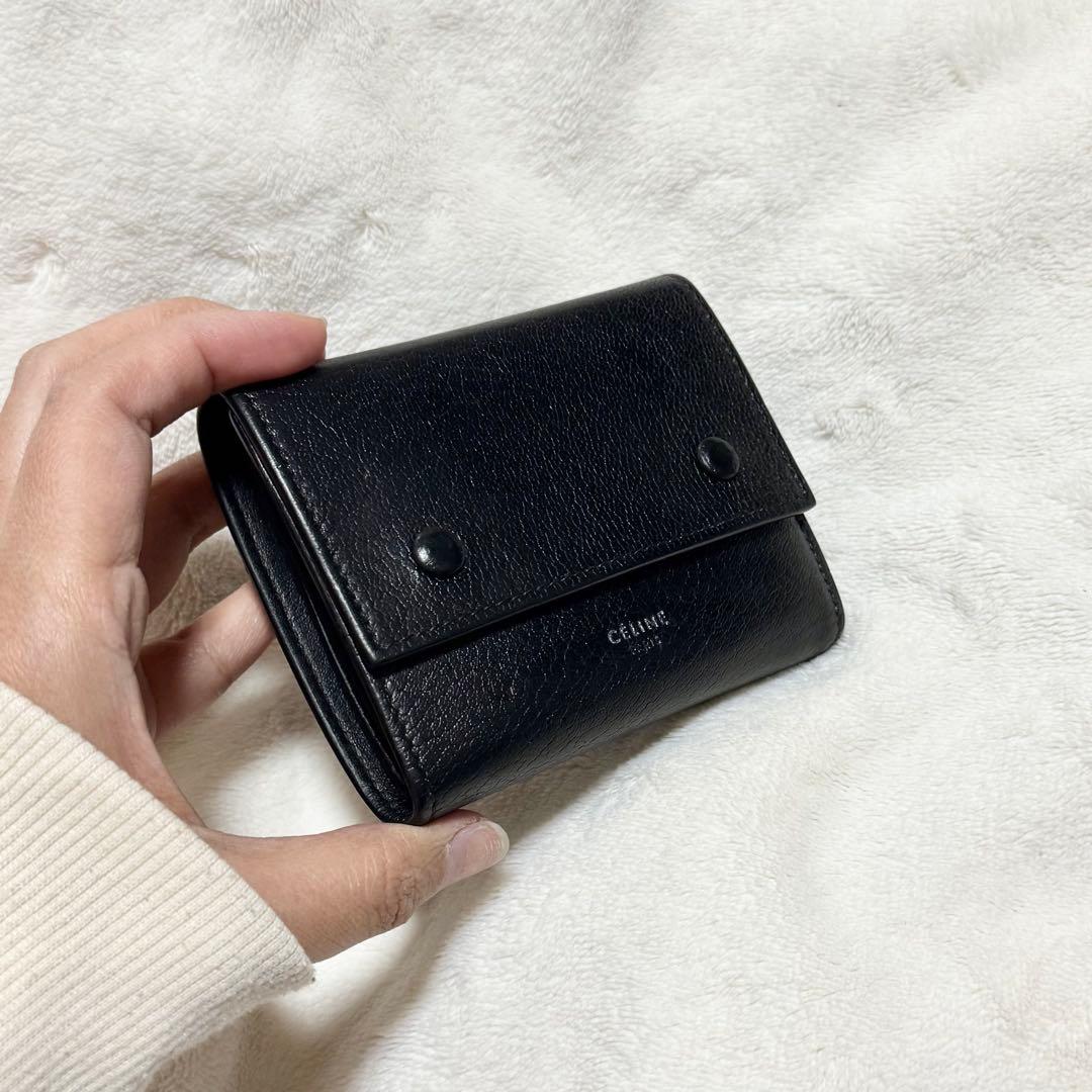 美品　セリーヌ Celine 三つ折り財布　ブラック