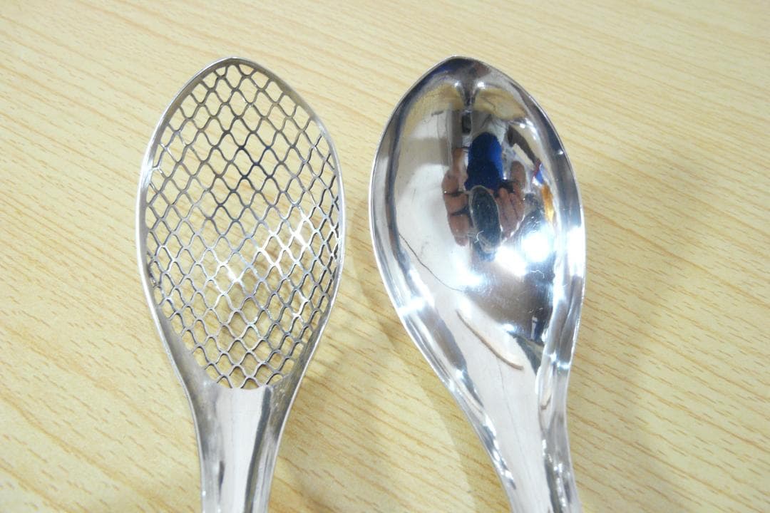 九代 中川浄益 南鐐 網透無地入子匙 銀製 55.7g 本物保証 銀食器