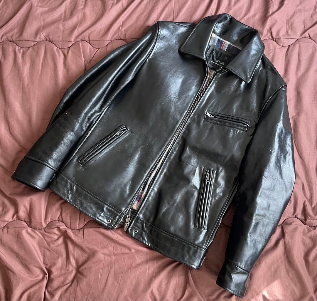 FORTIME ホースハイド 肉厚固 ブラック レザー ジャケット L