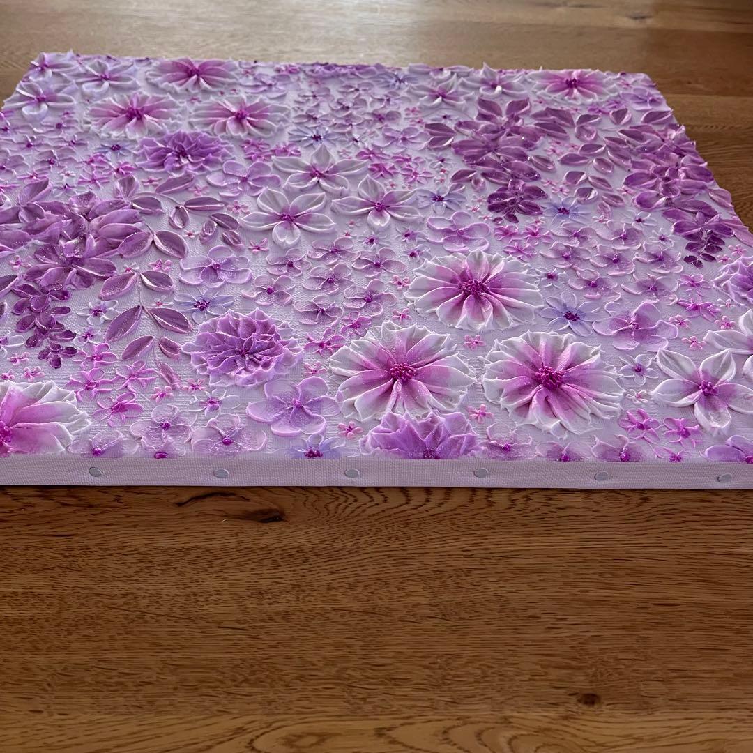 紫アート 紫フラワー 藤 テクスチャーアート フラワーアート