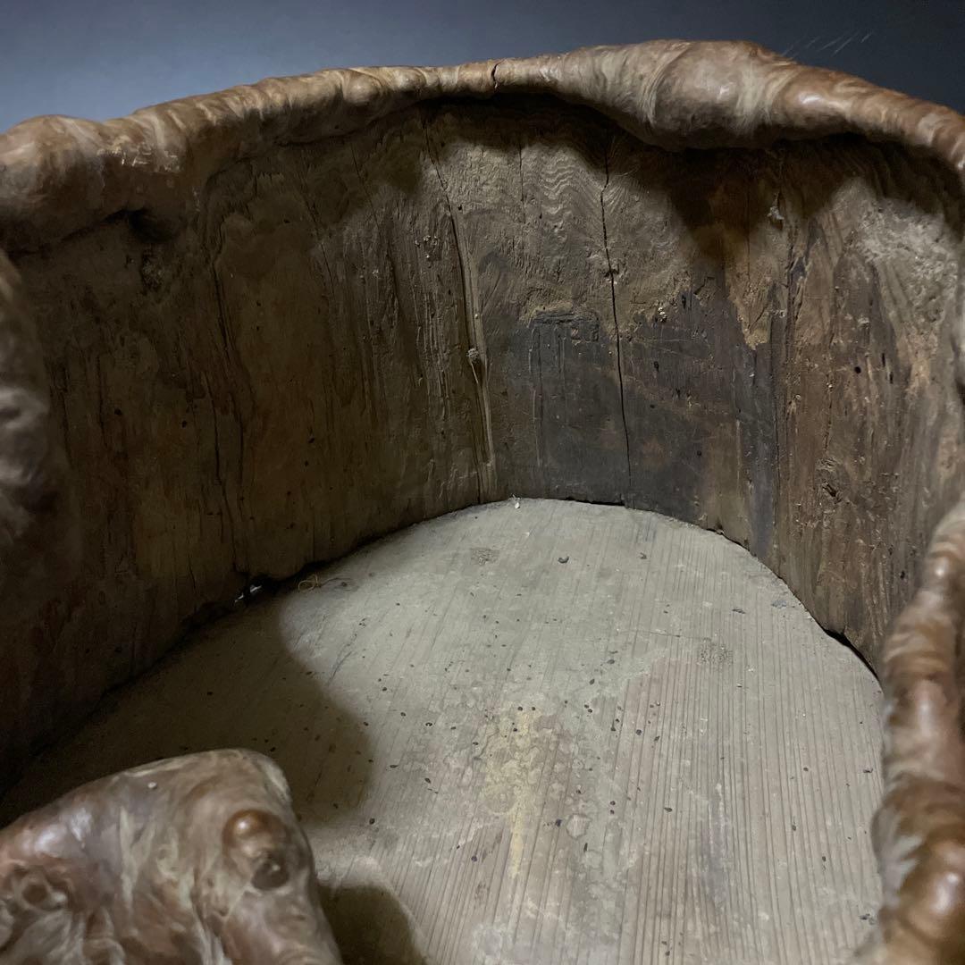 くり抜き盆火鉢　天然杢　2