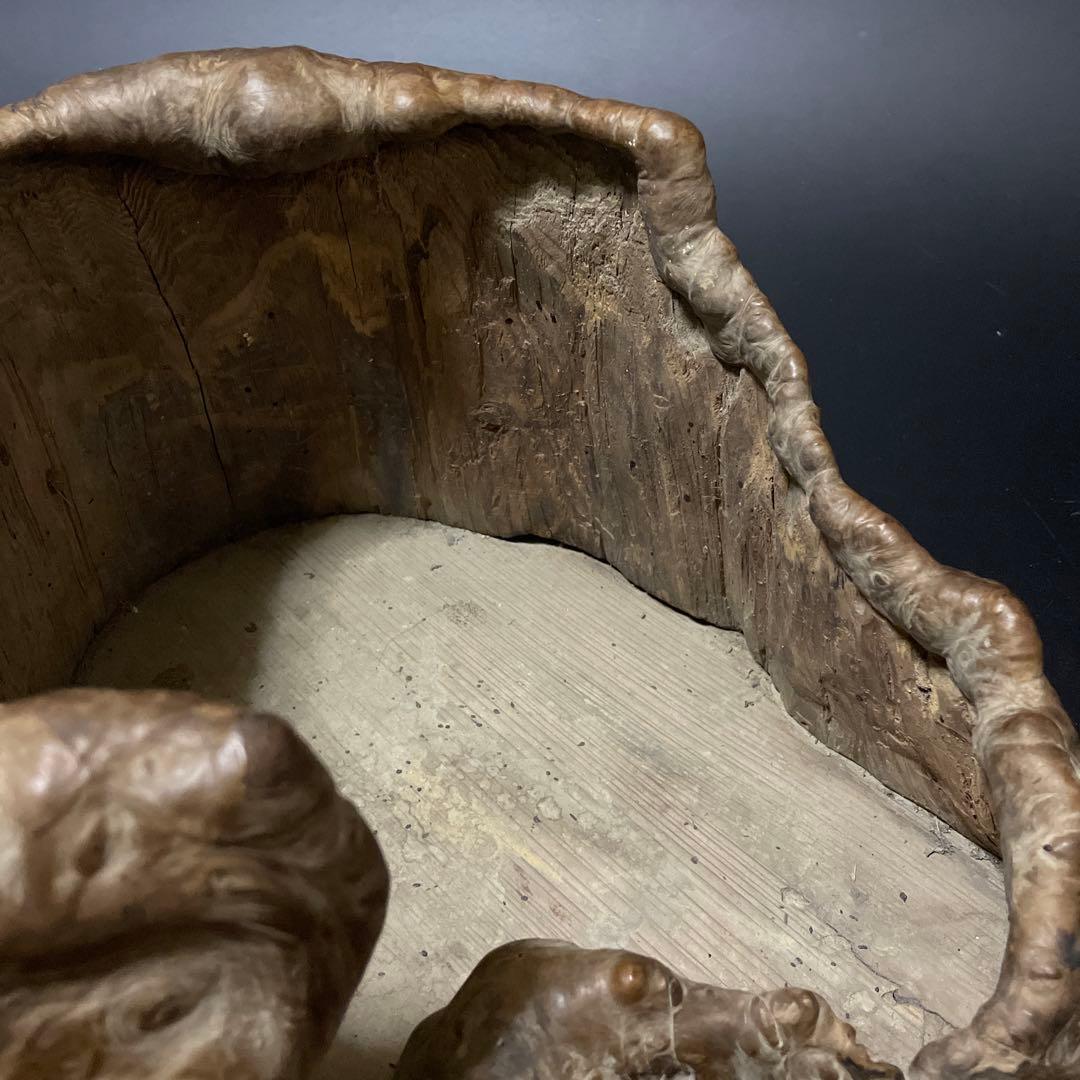 くり抜き盆火鉢　天然杢　2