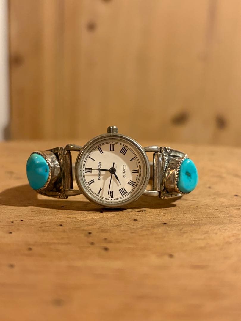 ターコイズ　インディアンジュエリー　ヴィンテージ稼働腕時計