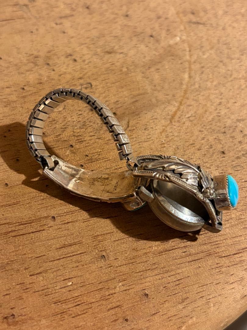 ターコイズ　インディアンジュエリー　ヴィンテージ稼働腕時計