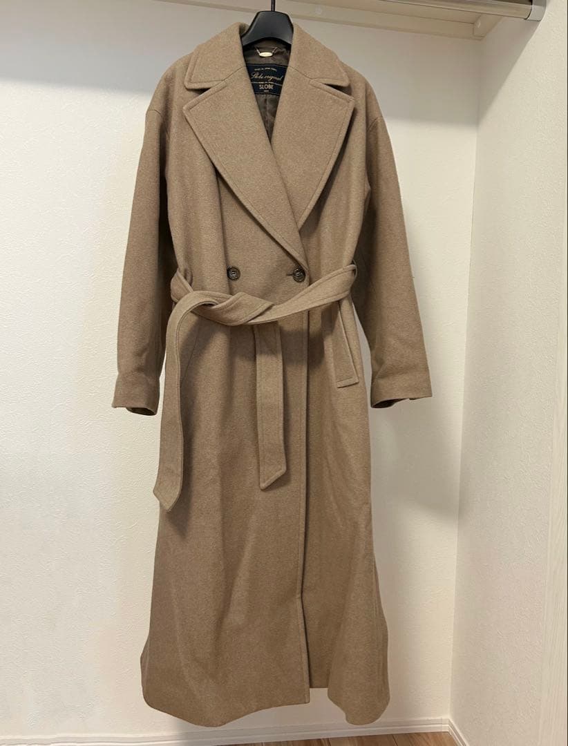 スローブイエナSUPER100メルトン ビックラペルコート38ベージュ