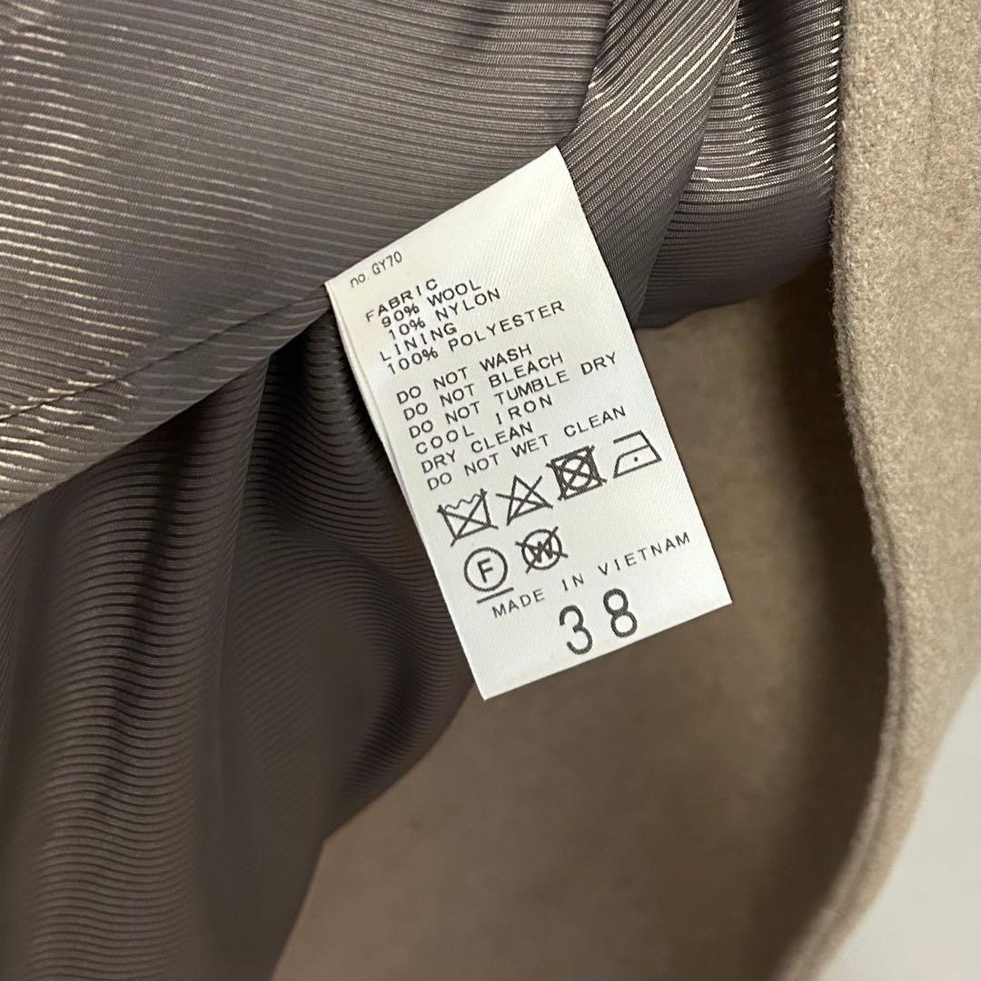 スローブイエナSUPER100メルトン ビックラペルコート38ベージュ