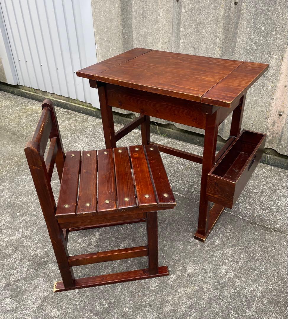 ビンテージ/木製/ドレッサー/鏡台/椅子/スツール/セット