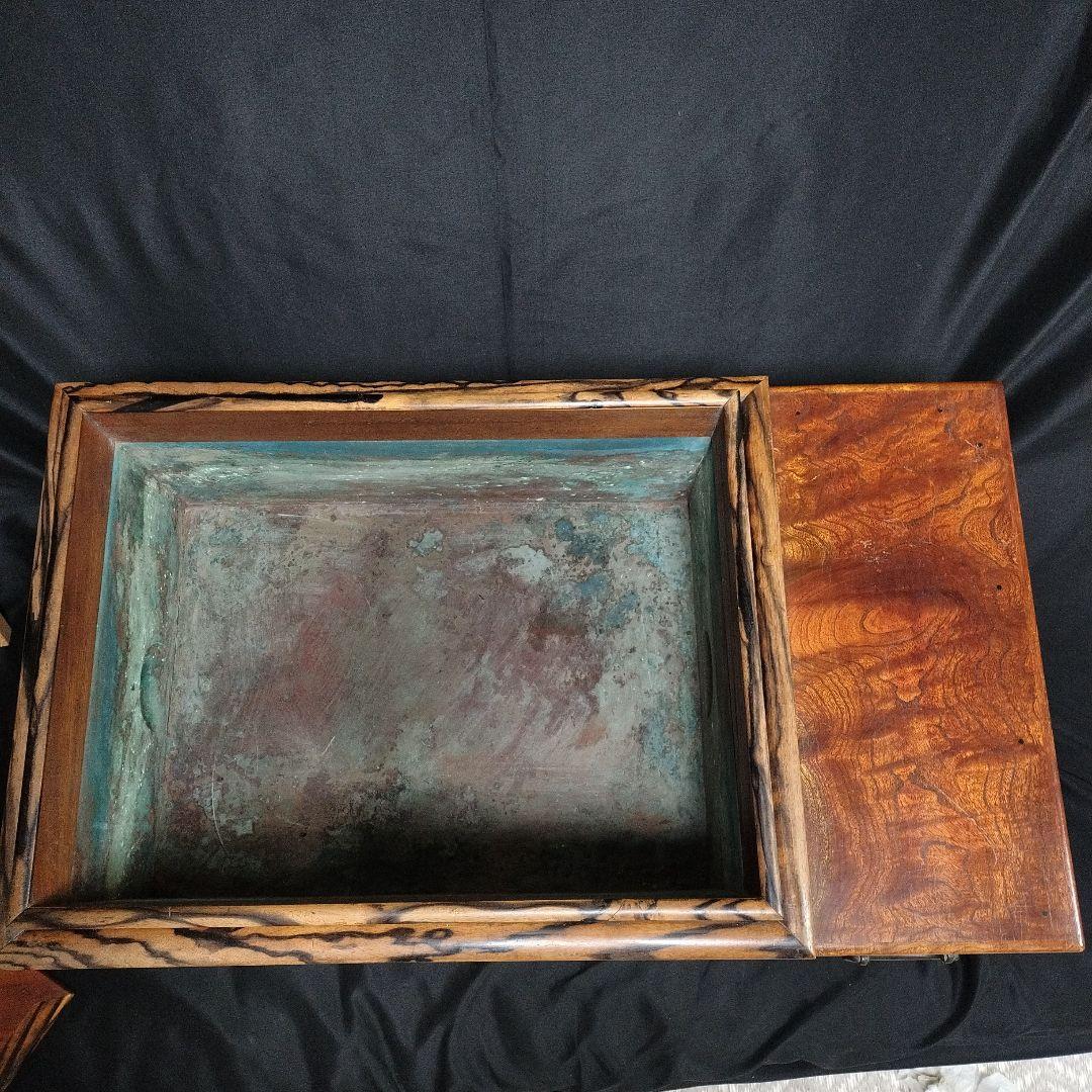 古美術 欅 黒柿 火鉢 蓋付 骨董 古道具